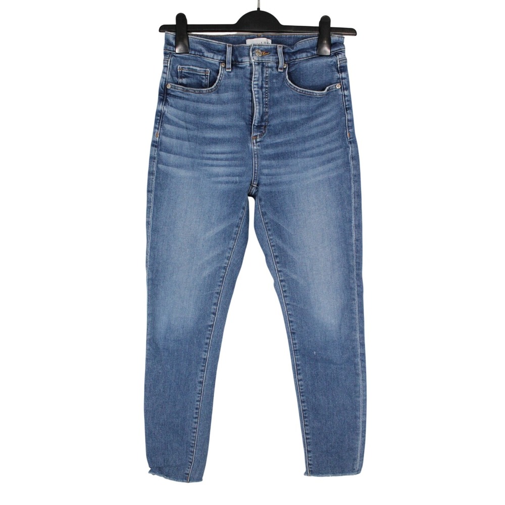 LOFT ANN TAYLOR Stretch Denim THE SKINNY High-Rise RAW HEM 5-Pocket JEANS 6/28